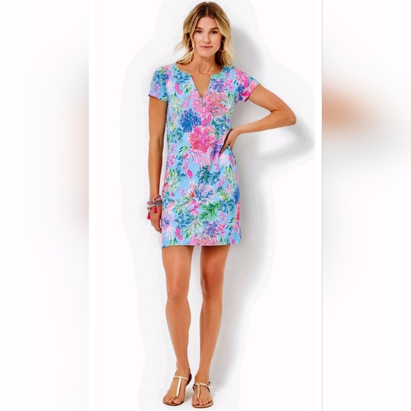Lilly Pulitzer Women's Sophiletta Dress Cay To My Heart UPF 50+ Multicolor SzM
